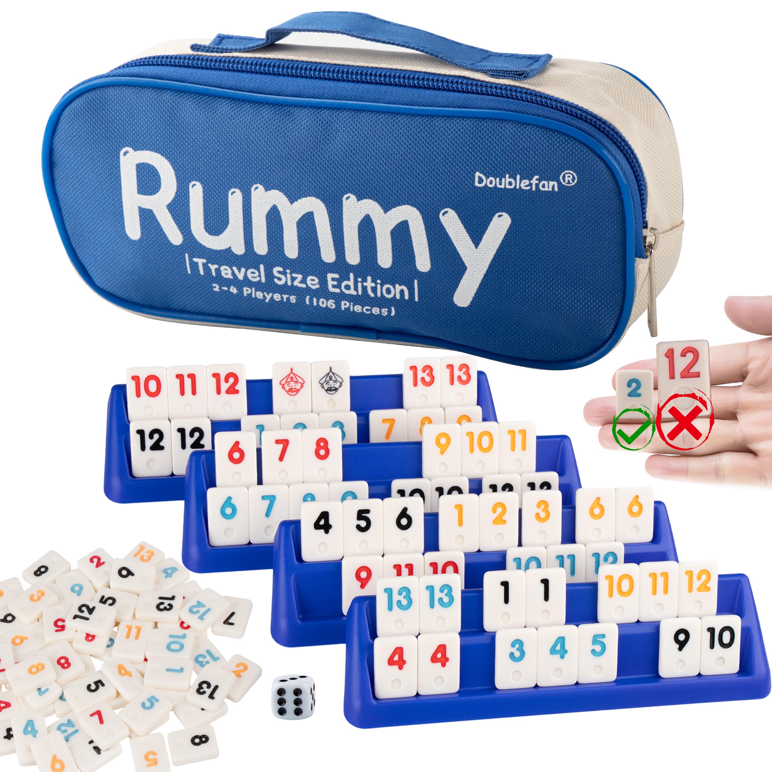 Doublefan Mini Rummy Cube Set tiles with bright colors for quick recognition during play