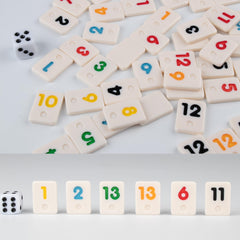 Travel-ready Doublefan Rummy Cube setup on a coffee table.