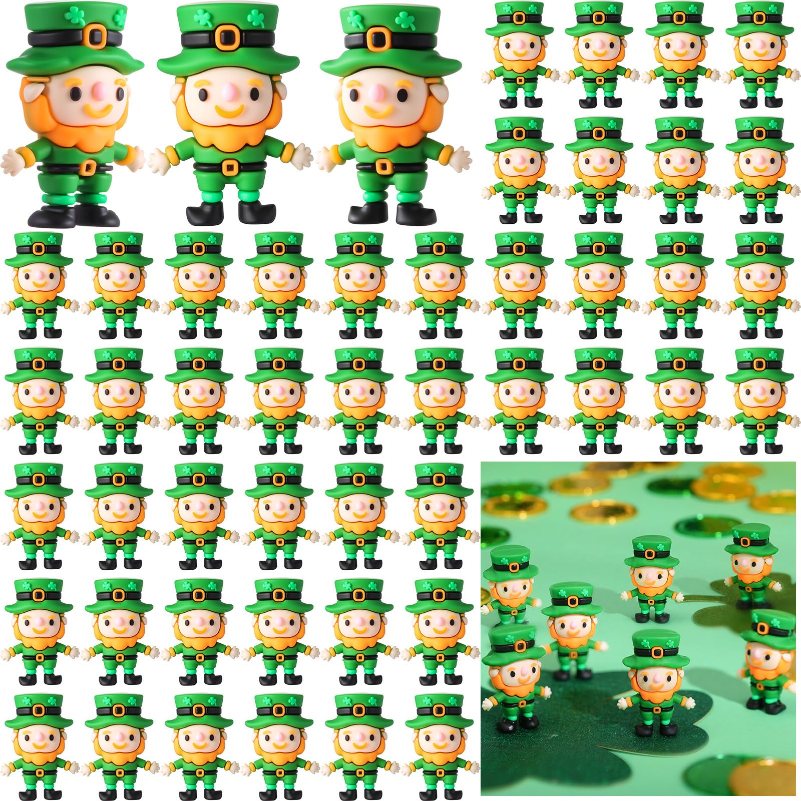 DoubleFill mini leprechaun figurines pack for festive St. Patrick's Day decor.