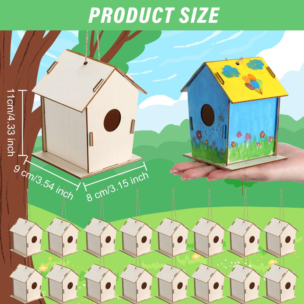 DoubleFill unfinished wood bird house awaits colorful designs and art projects.
