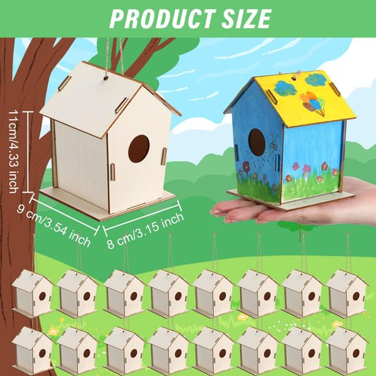 DoubleFill unfinished wood bird house awaits colorful designs and art projects.