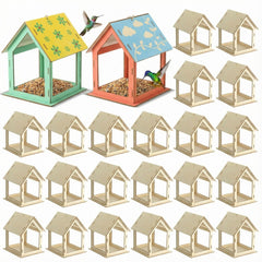 DoubleFill wooden bird feeder kit assembly for kid-friendly crafts.