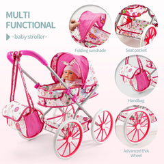 Doublekai stroller set dining chair accessory in pink, encouraging mealtime role-play and sit-down storytelling.