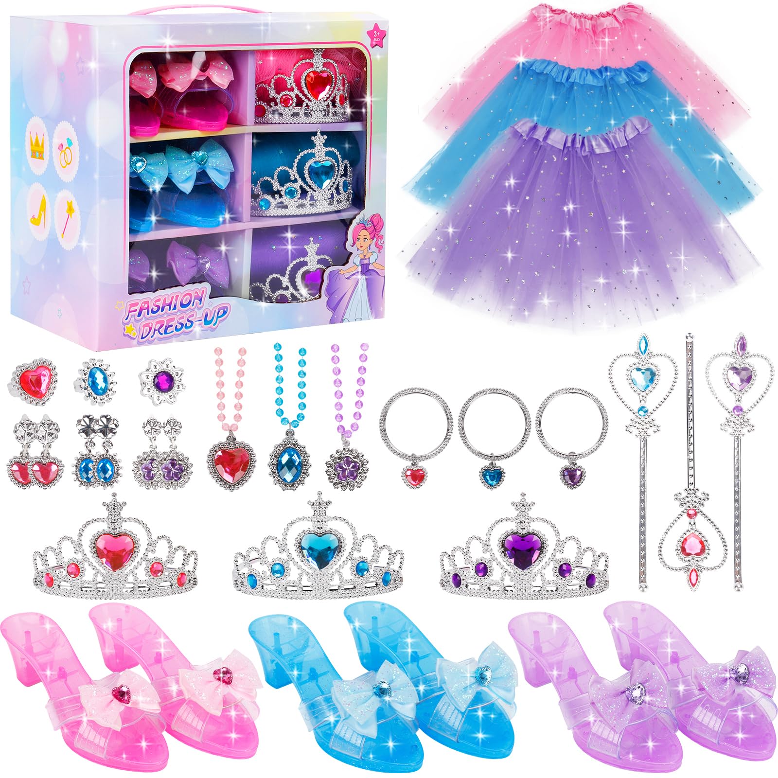 doueurel princess dress-up set case keeps toys organized for travel and play