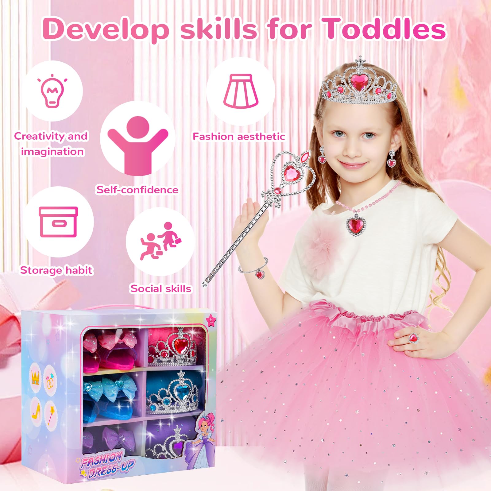 doueurel toddler princess heels with silicone soles provide comfortable, non-slip wear