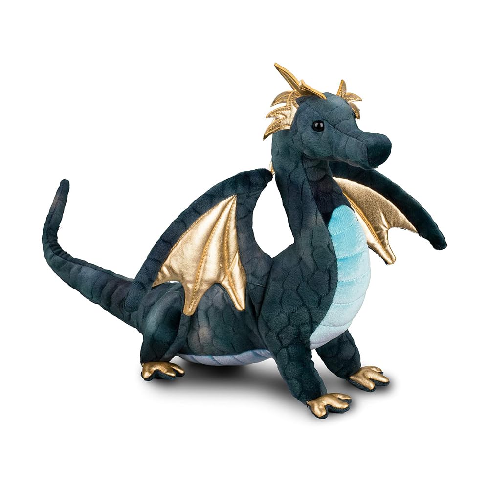Douglas Aragon Navy Dragon 16-inch size, a cuddle-ready companion for adventures.