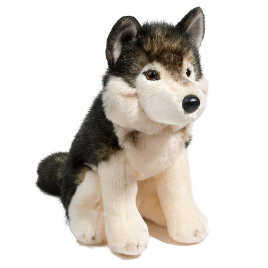 Douglas Atka Wolf plush with lifelike golden eyes for imaginative play.