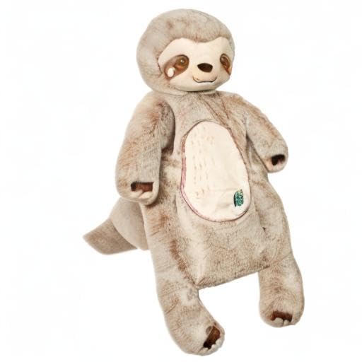 Douglas Sloth Sshlumpie plush with embroidered face for infant-safe snuggles.