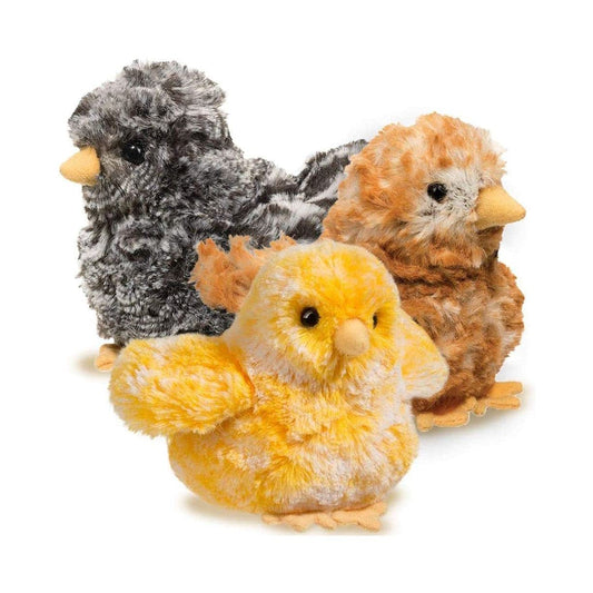 Douglas Black Chick plush shows outstretched wings and yellow beak for imaginative play.
