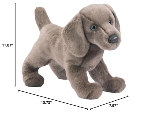 Douglas Cassie Weimaraner plush face details with blue eyes; prompts imaginative play.