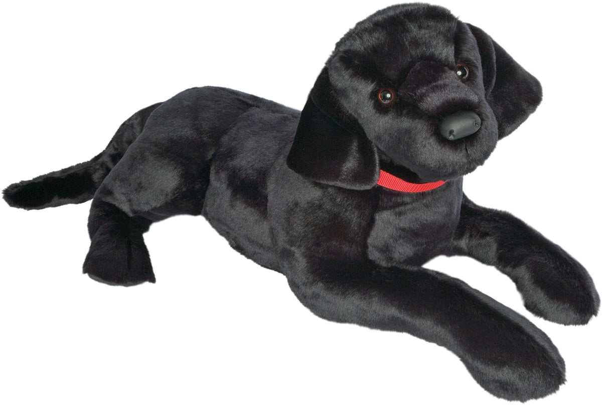 Douglas Dickens Black Lab plush with lifelike design, perfect cuddle companion and oversized pillow.
