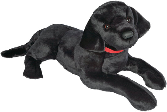 Douglas Dickens Black Lab plush with lifelike design, perfect cuddle companion and oversized pillow.