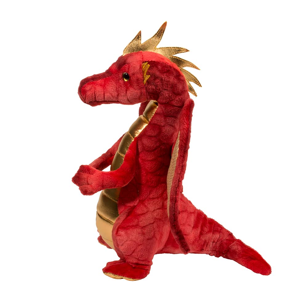 Douglas Eugene Red Dragon plush shows textured scales for imaginative play.