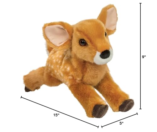 Douglas Fern white-tailed deer plush, side view, realistic spots for imaginative woodland storytelling