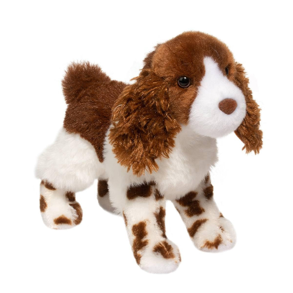 Douglas Flair Springer Spaniel coat detail showcases authentic brown and white spots for collectors.