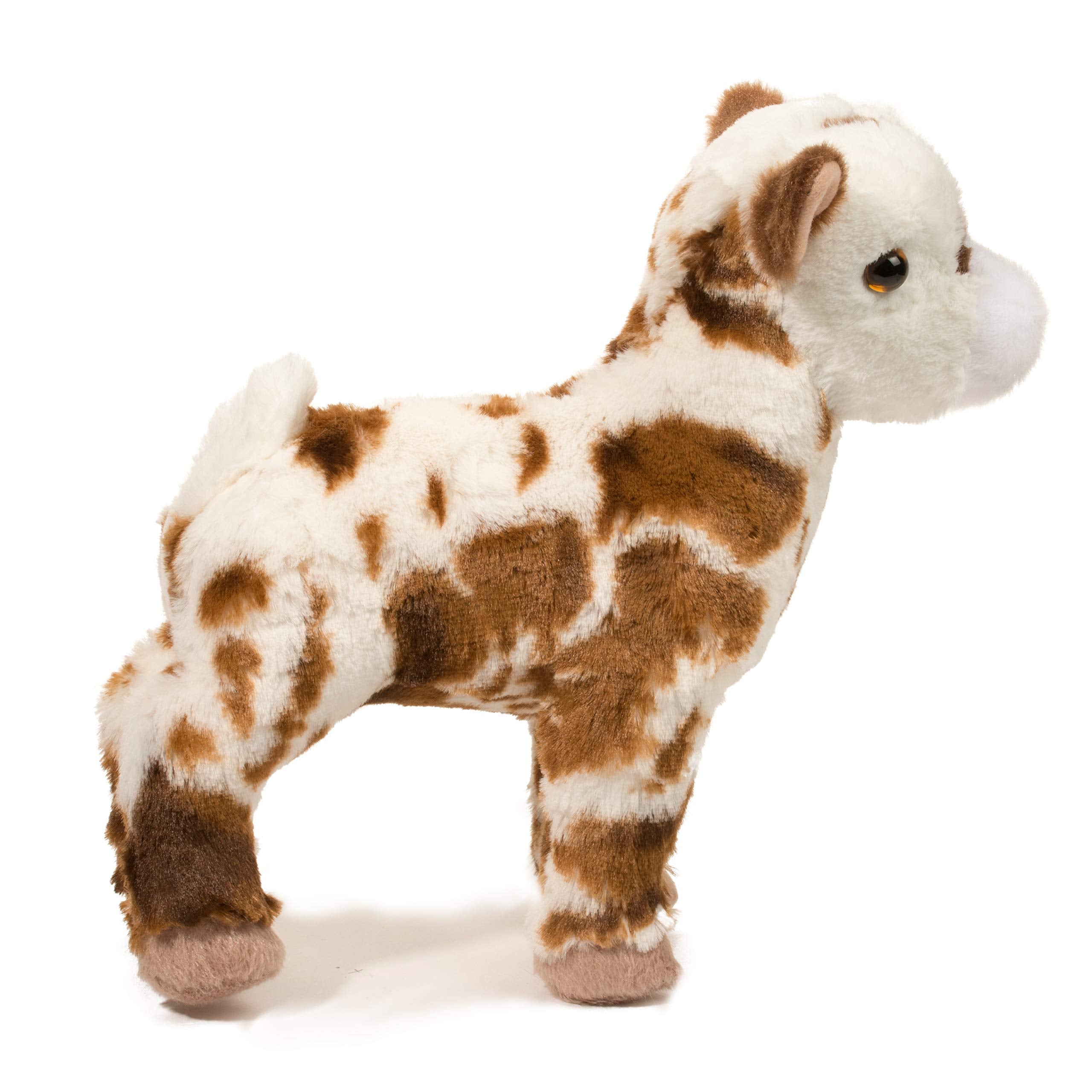 Douglas Gerti goat plush close-up eyes convey a friendly expression for comforting bedtime.
