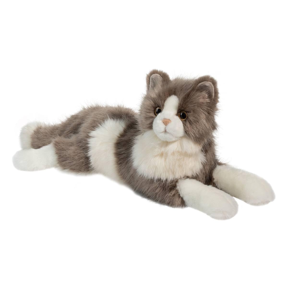Douglas Gretta DLux Cat lounging on lap with soft gray-white plush for cozy companionship.