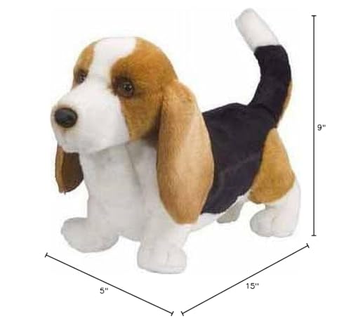 Douglas Harold Basset Hound plush face detail with expressive eyes and nose for realism.