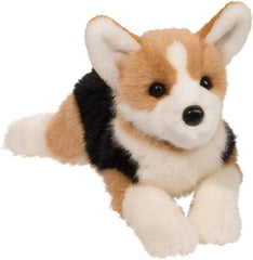 Douglas Konner tri-color Corgi plush with lifelike ears, ideal cuddle buddy and display piece.