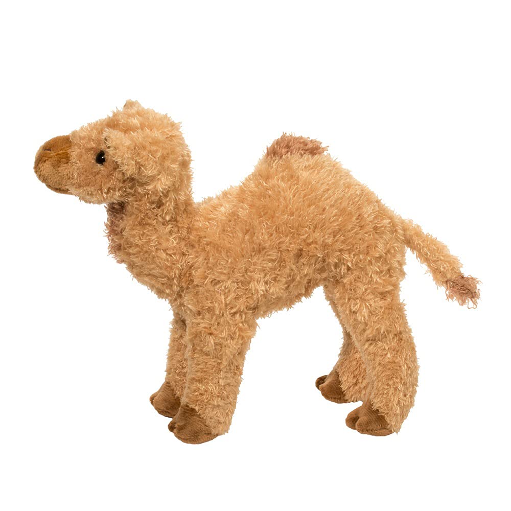 Douglas Lawrence Camel plush face detail with friendly stitched features for cuddling.