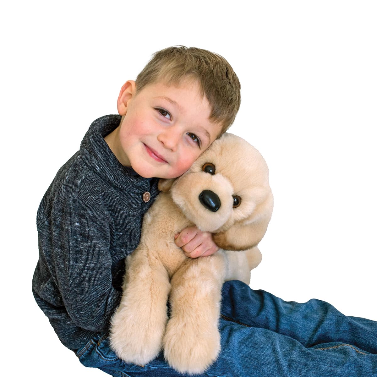 Douglas Lettie yellow lab plush face with lifelike features for comforting companionship.
