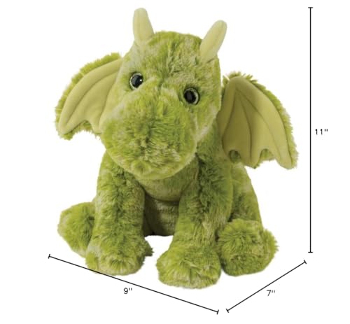 Douglas Lucien Green Dragon Softie sitting pose showcasing plump feet for hugs.