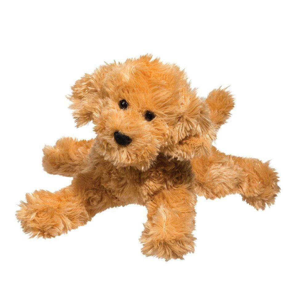 Douglas Molasses Labradoodle plush, lifelike 8-inch cuddle toy for imaginative play.