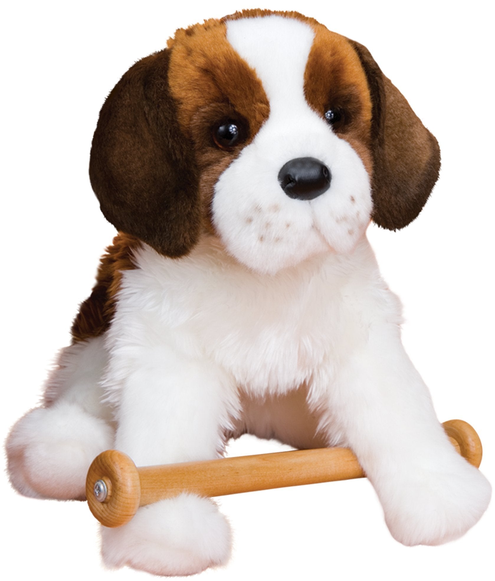 Douglas Oma St Bernard plush full-body view showing soft faux fur and cuddle-ready pose.