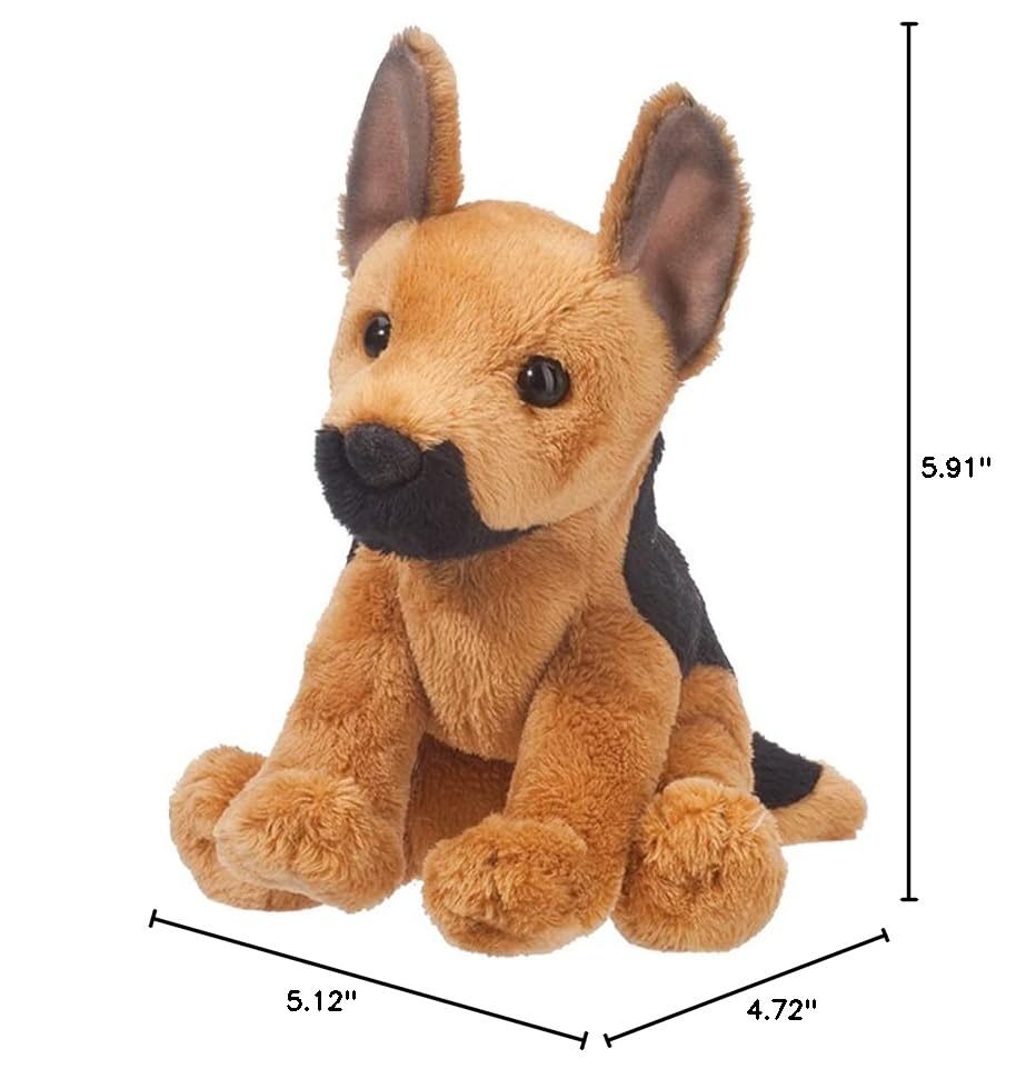 Douglas Prince German Shepherd plush face close-up with expressive eyes for companionship