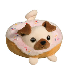 Douglas Pug Donut Macaroon plush—soft texture, perfect for cuddles and imaginative play.