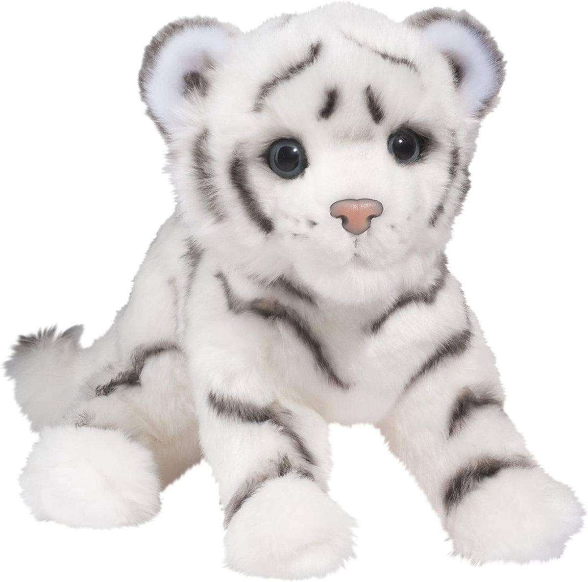 Douglas Silky White Tiger Cub Plush: poseable, cuddly toy for imaginative play.