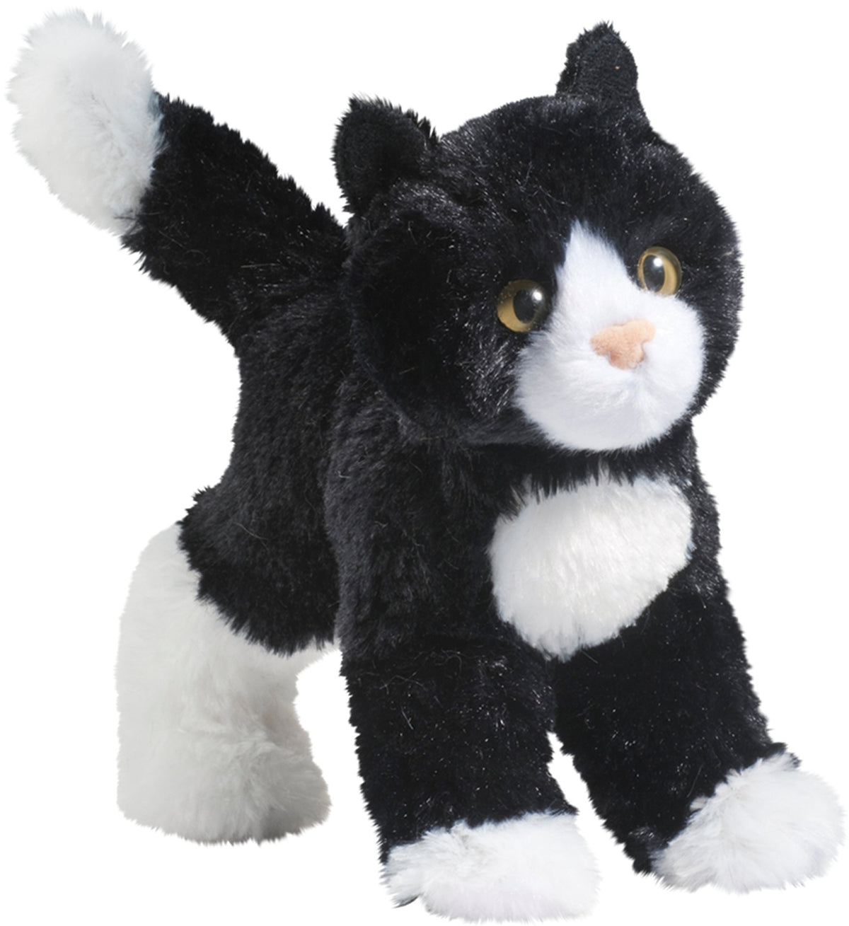 Douglas Snippy black and white cat plush in stand-up pose for cuddling and imaginative play
