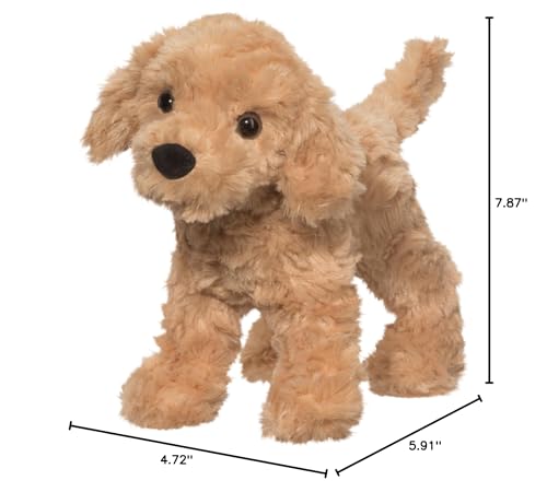 Douglas Thatcher Golden Retriever plush side view, soft coat and portable size for hugs on the go.