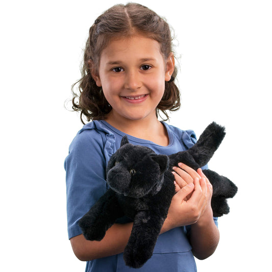 Douglas Tug Black Cat full view highlighting 14-inch size for hug-worthy comfort.