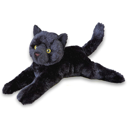 Douglas Tug Black Cat plush face detail with olive green eyes for cuddly playtime.
