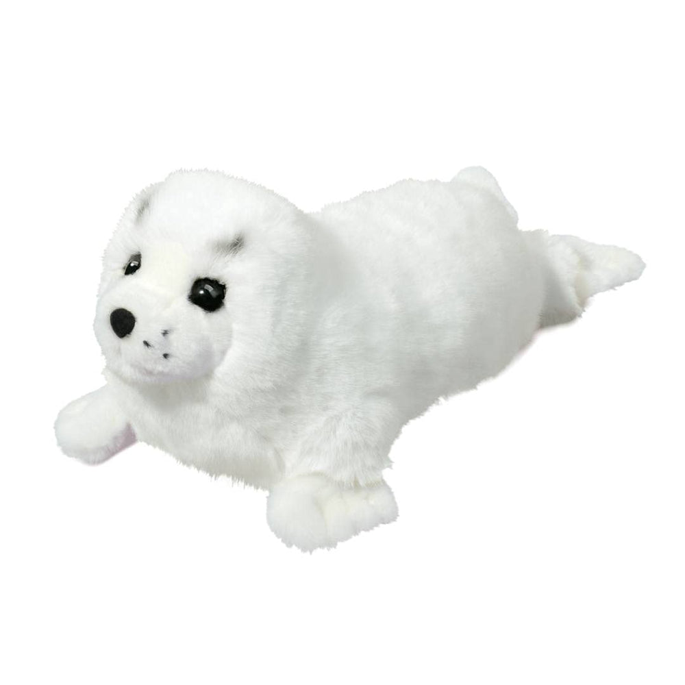 Douglas Twinkle Harp Seal Pup plush with lifelike fur for comforting hugs.