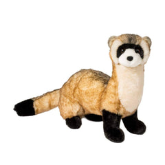 Douglas Vince Black Footed Ferret plush front view shows soft cuddly coat for hugs