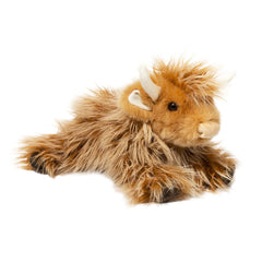 Douglas Wallace Highland Cow plush features detailed eyes that bring charm to any bedtime scene.