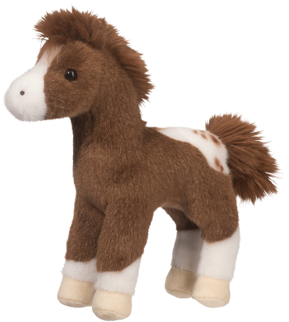 Douglas Warrior Appaloosa Horse plush with soft chestnut fur for comforting hugs.
