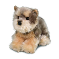 Douglas Yettie Yorkie plush coat texture highlights silky fur.
