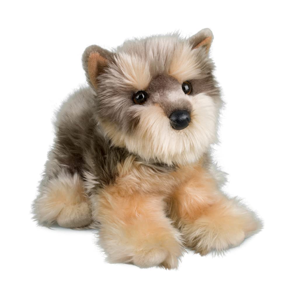 Douglas Yettie Yorkie plush face closeup showing lifelike features.