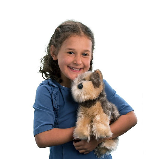 Douglas Yettie Yorkie plush full body view for cuddling.