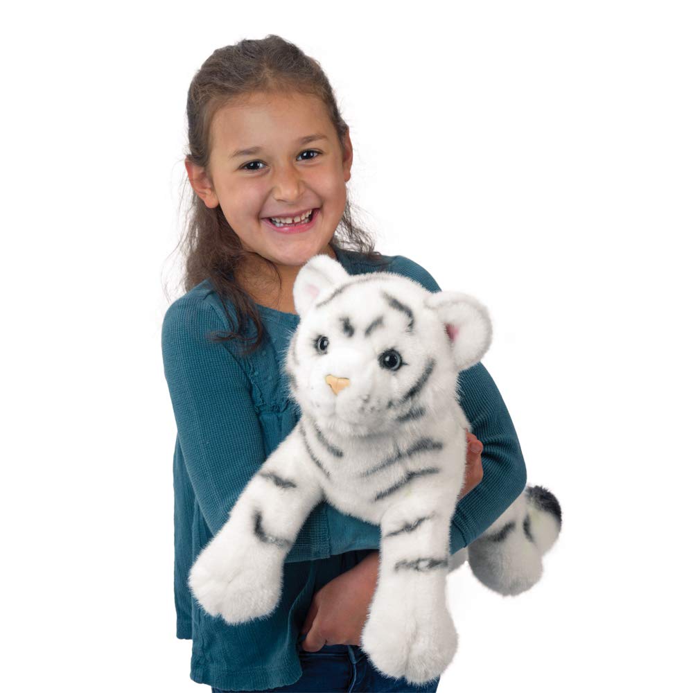Douglas Zahara plush tiger with blue eyes offers comforting companion at home.