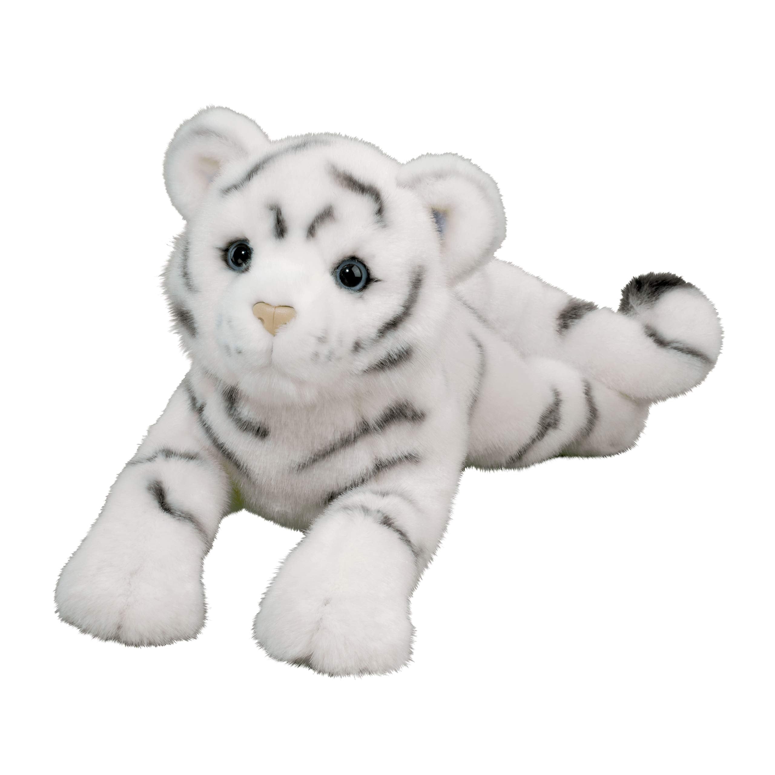 Douglas Zahara white tiger cub plush with blue eyes, premium cuddle partner for kids and collectors.