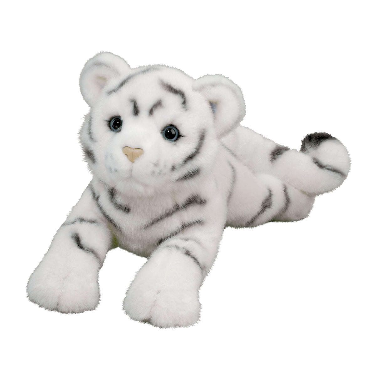 Douglas Zahara white tiger cub plush with blue eyes, premium cuddle partner for kids and collectors.