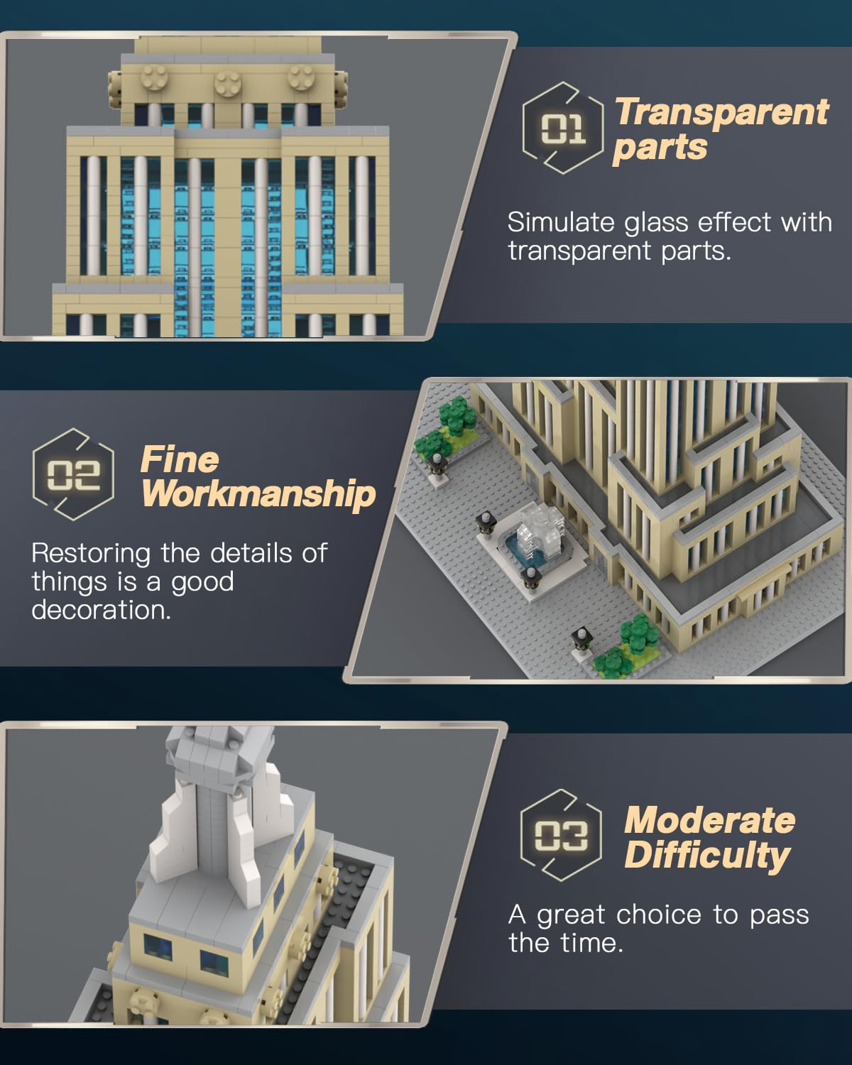 dOvOb Architecture Empire Building Set stacked pieces indicate the abundance of parts.