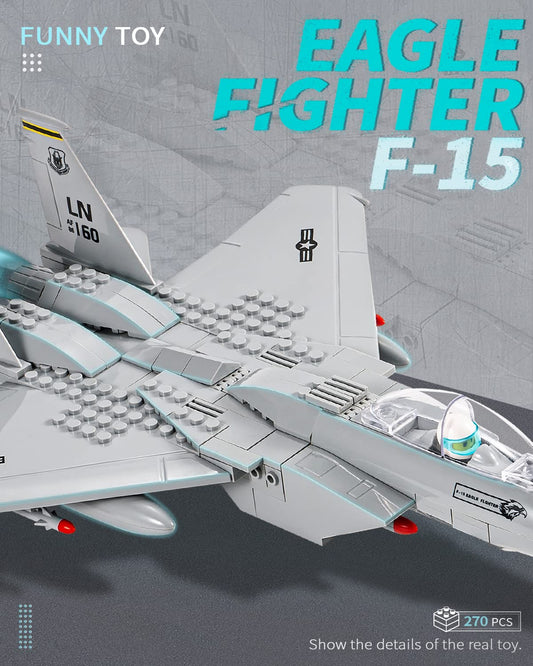 dOvOb F-15 Eagle jet parts closeup shows colorful bricks for detailed build.