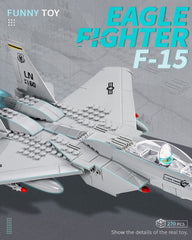 dOvOb F-15 Eagle jet parts closeup shows colorful bricks for detailed build.