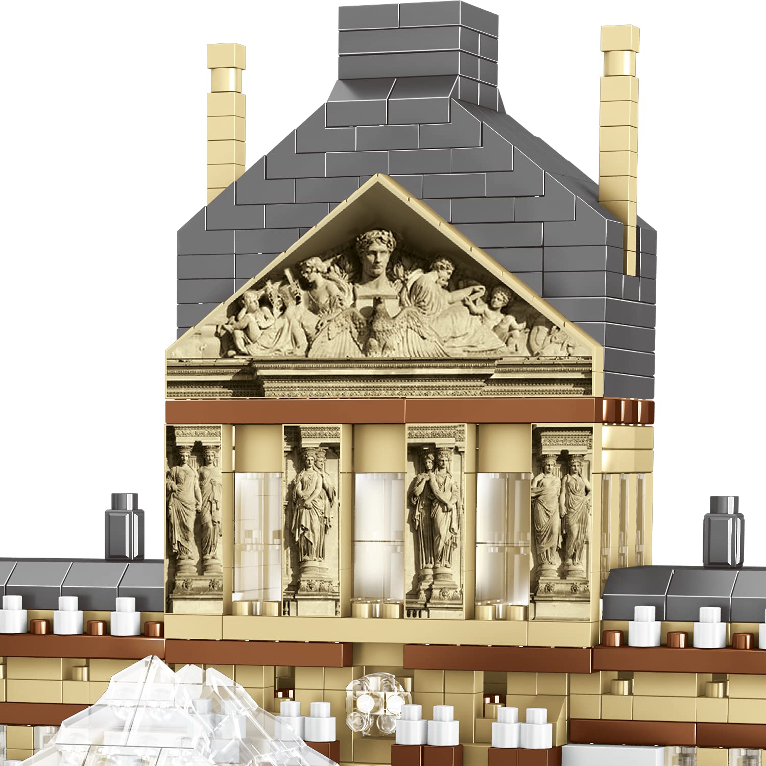dOvOb Louvre micro building blocks set close-up reveals refined textures