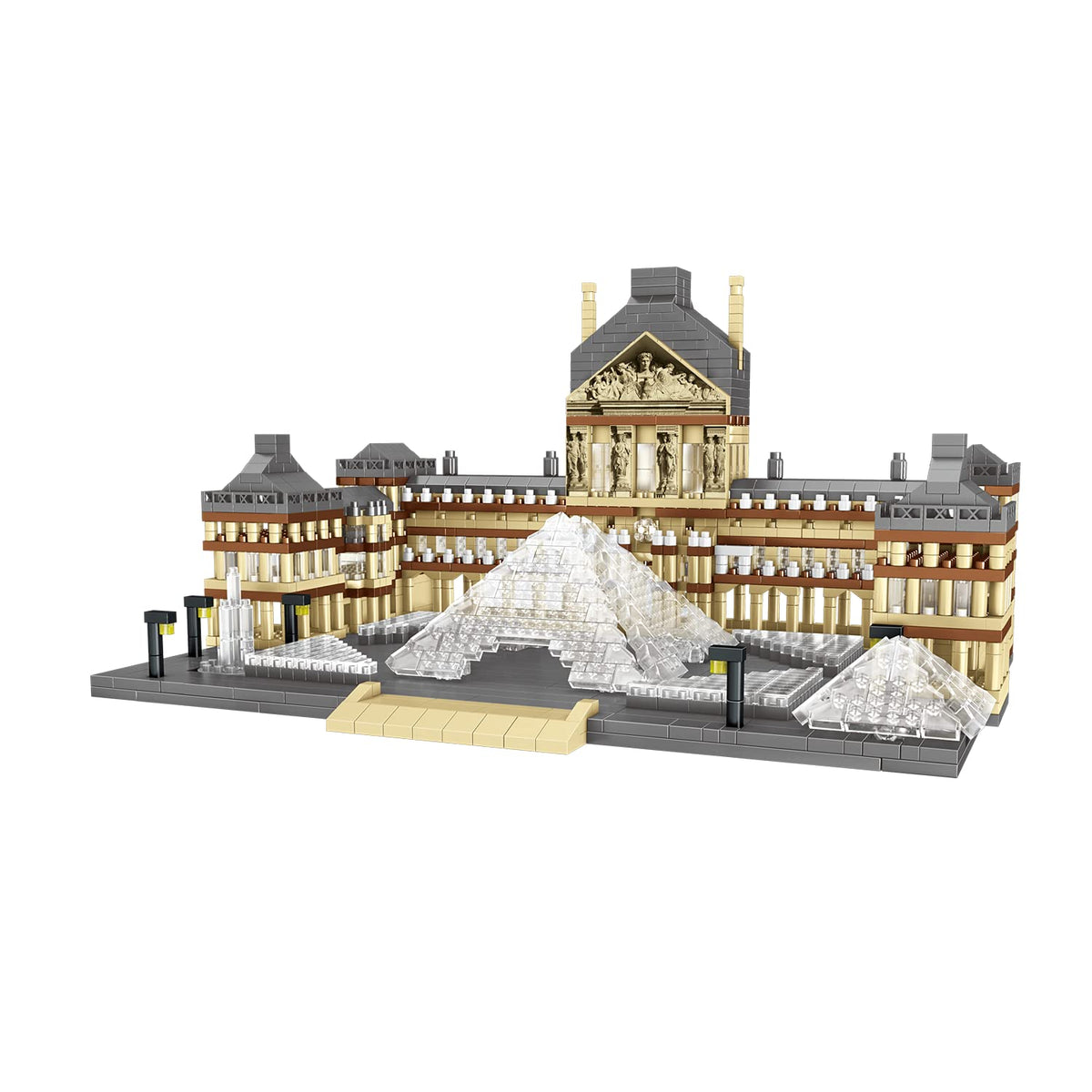 dOvOb Louvre micro building blocks set front view highlights intricate details for display